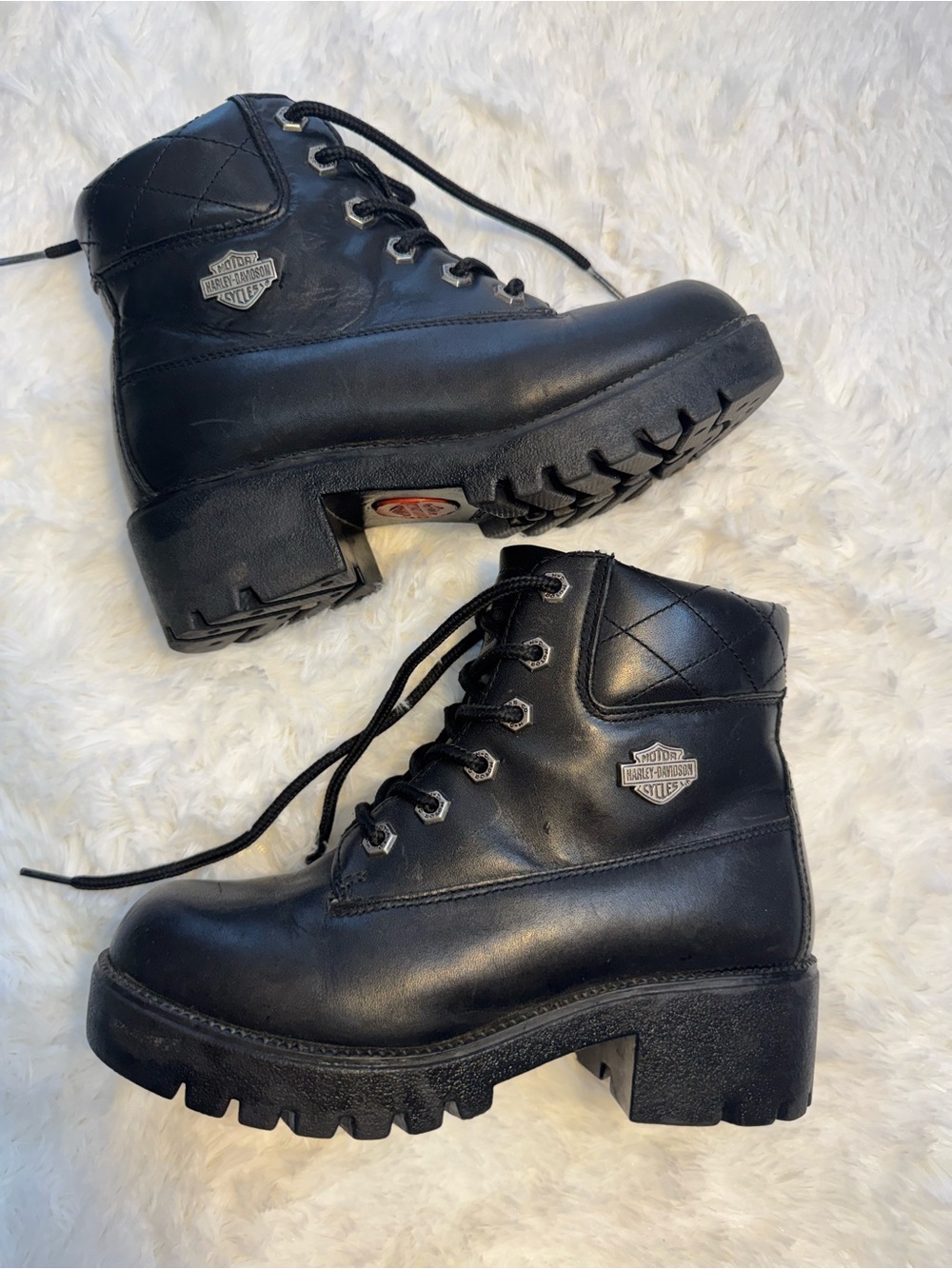 Harley Davidson cruise control Black Lace-Up Platform Ankle Boots - Women
